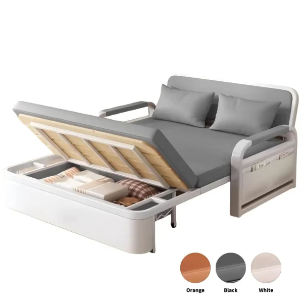 topone modern sofa bed with wood frame storage included free pillows white image 7 600x600 1